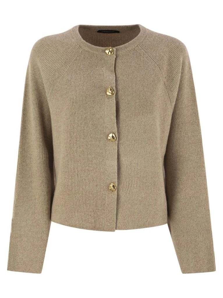 Fabiana Filippi English Knit Cardigan In Platinum And Lurex