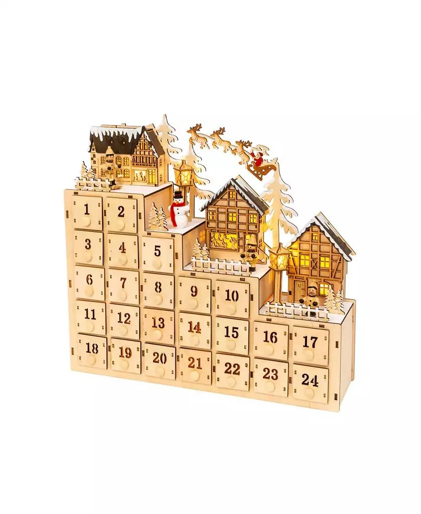 Gerson International Wood Village Scene Advent Calendar 14.9 in. 1