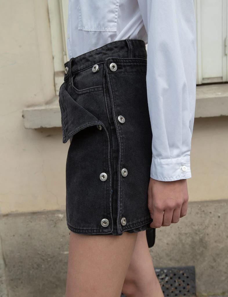 Pixie Market Black Denim Button Skort-BESTSELLER 3