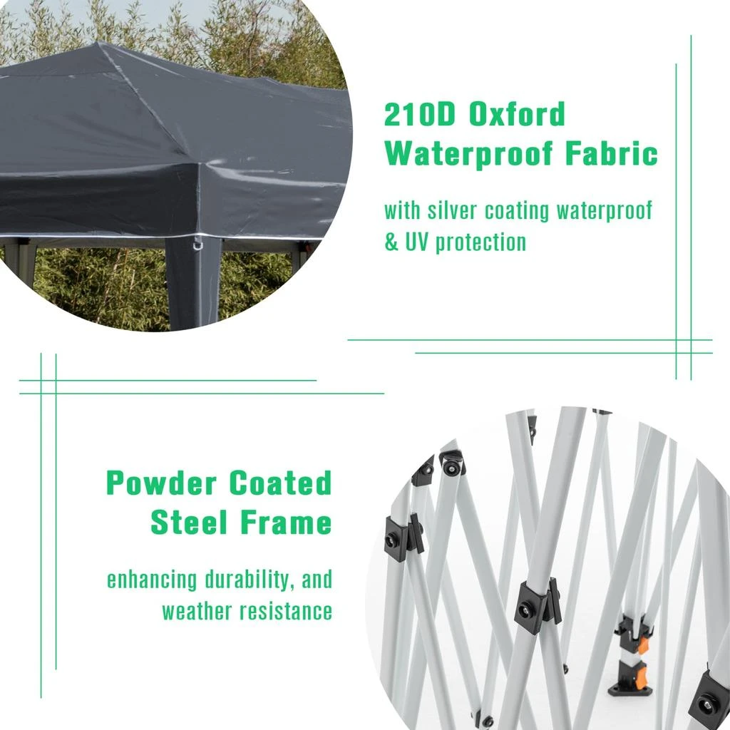 Streamdale Furniture Streamdale 10x20 Pop Up Canopy Tent w/ Sidewalls - Gray 3