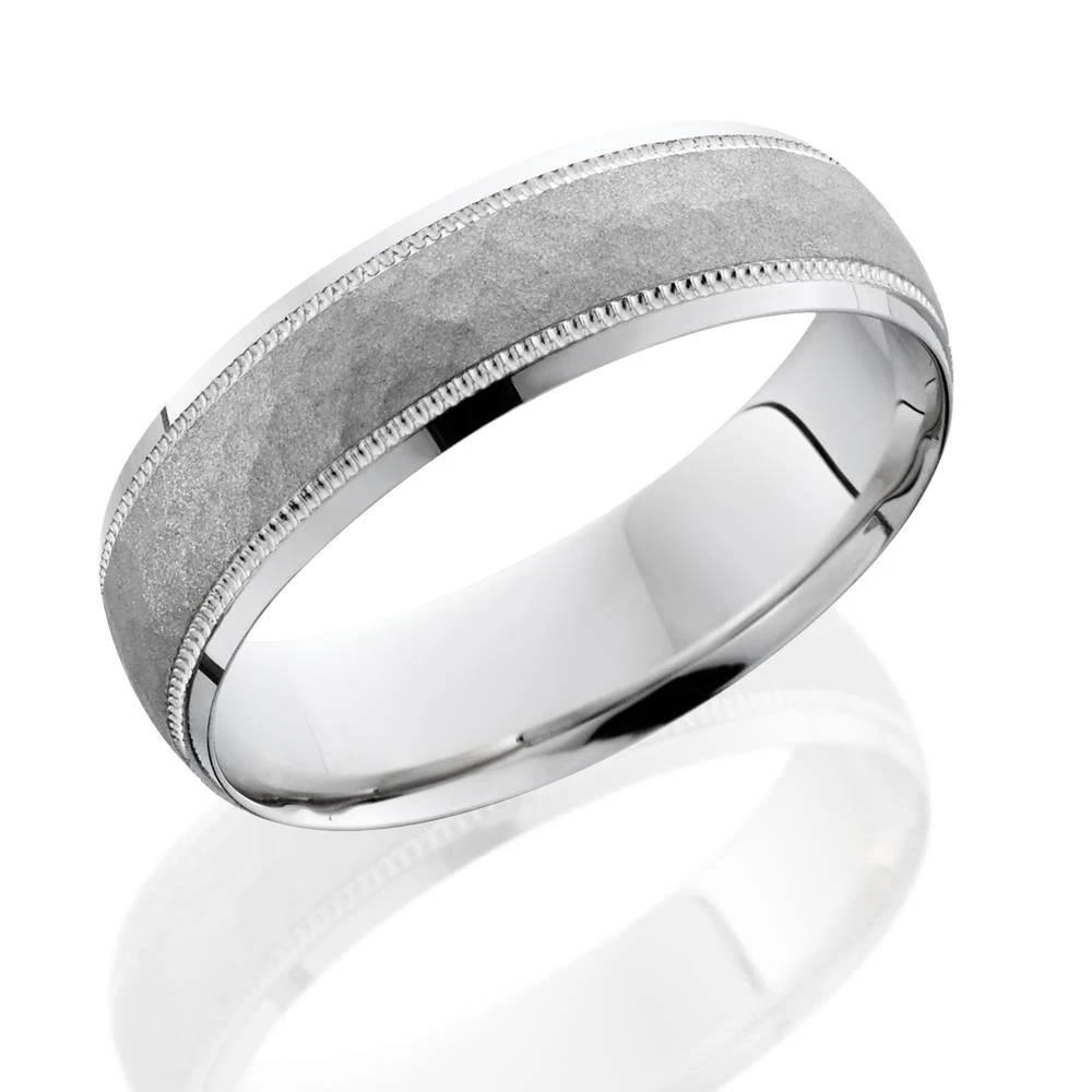 Pompeii3 Mens Hammered 950 Platinum 6mm Comfort Fit Wedding Band Size Selectable 2