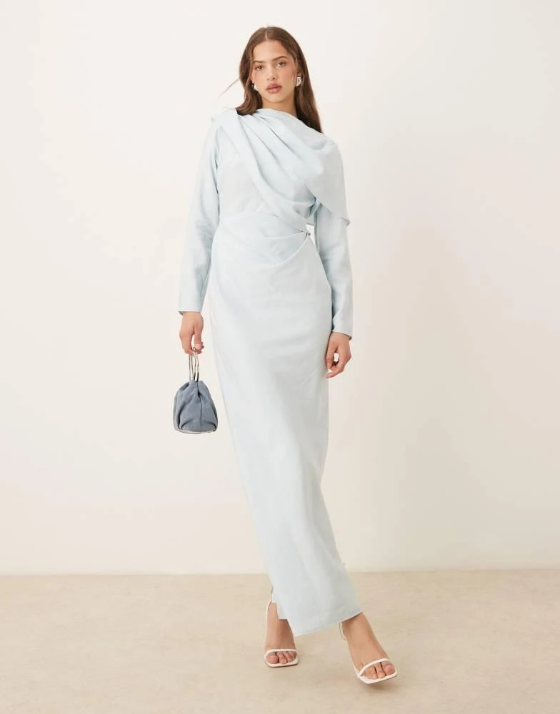 Shop ASOS DESIGN high neck draped bodice maxi dress in light blue on Sale  at BeyondStyle  Get 11% Off ASOS DESIGN high neck draped bodice maxi dress  in light blue with