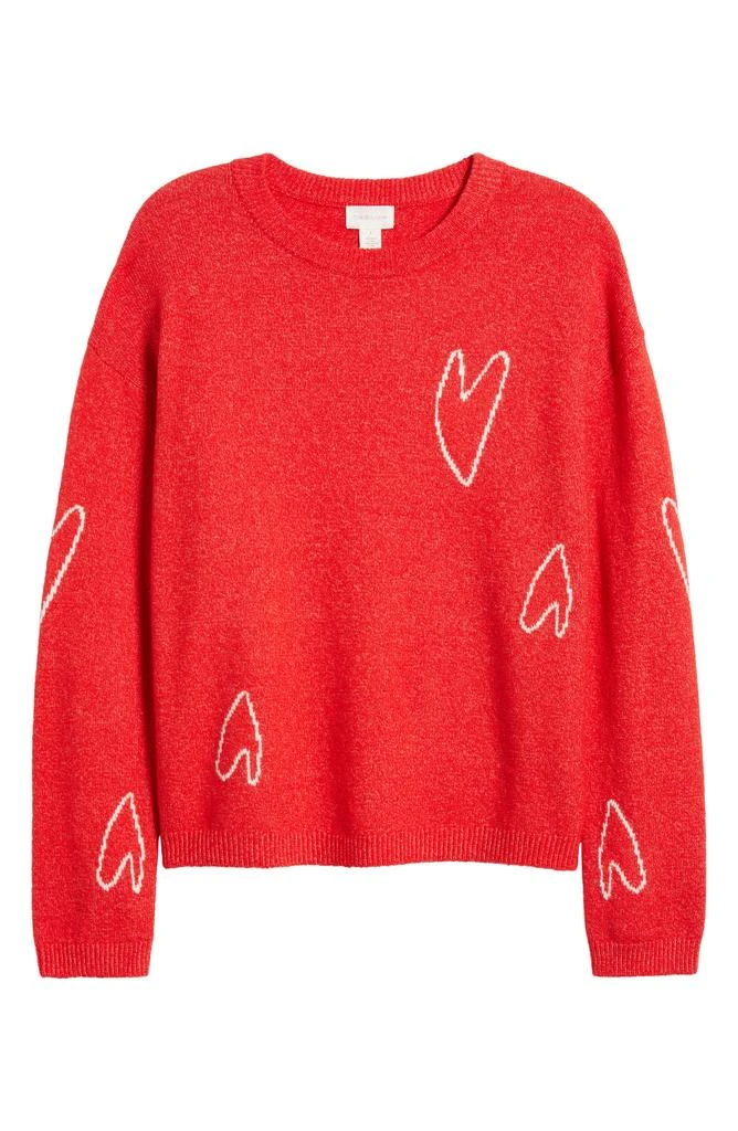 Caslon Jacquard Hearts Cotton Blend Sweater 5