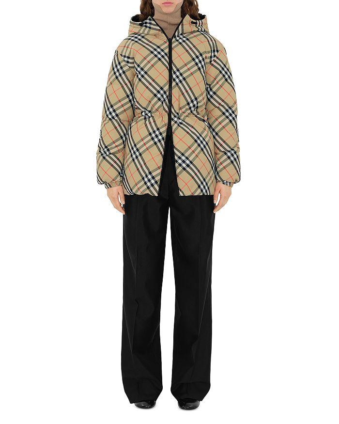 【BURBERRY】CROPPED CHECK PUFFER JACKET Cropped Check Puffer Jacket in Archive beige - Women