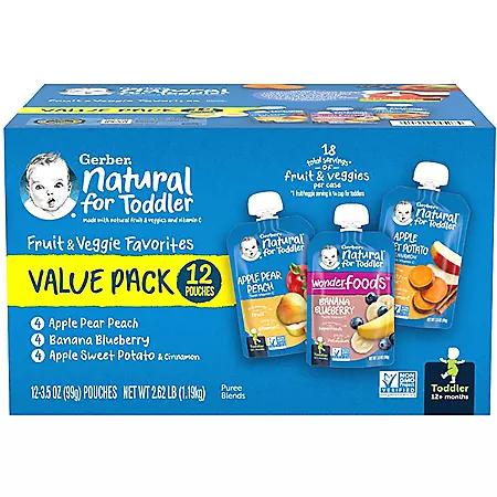 Gerber Gerber Toddler Pouch Variety Pack 3.5 oz., 12 ct.