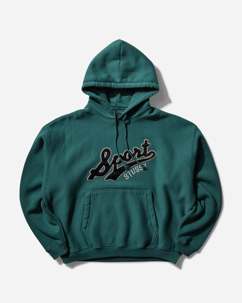 STUSSY Men's Satin Patch Oversized Hoodie Green 1