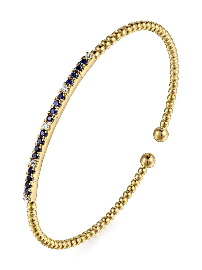 Gabriel 
Co Bujukan 14K Yellow Gold, Blue Sapphire 
0.09 TCW Diamond Cuff Bracelet 3