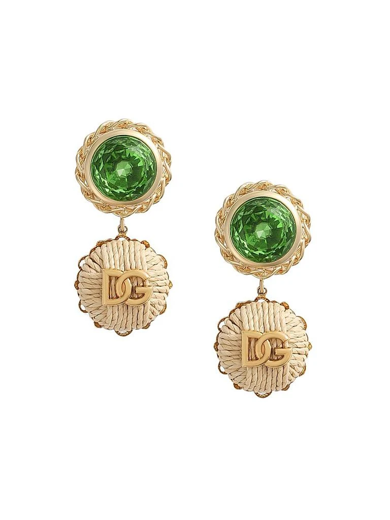 Dolce
Gabbana Raffia, Goldtone
Glass Crystal Logo Drop Earrings