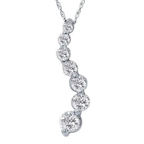 Pompeii3 1ct Lab Created Diamond Journey Pendant 14K White Gold 1