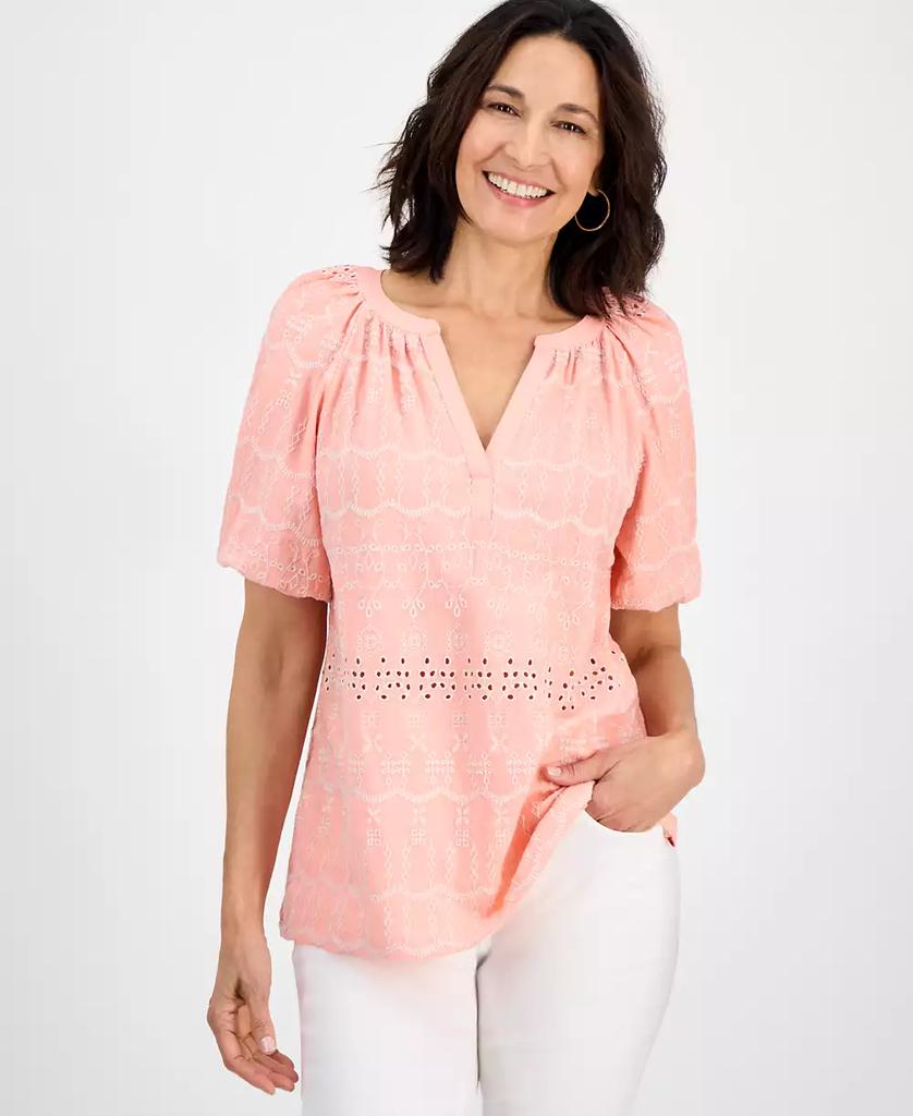 売れ筋商品|||スタイルアンドコー カットソー トップス レディース Petite Short-Sleeve Knit Henley, Exclusively at Macy's Indsutrial Blue Combo Style & Co Petite Short-Sleeve Knit Henley, Exclusively at