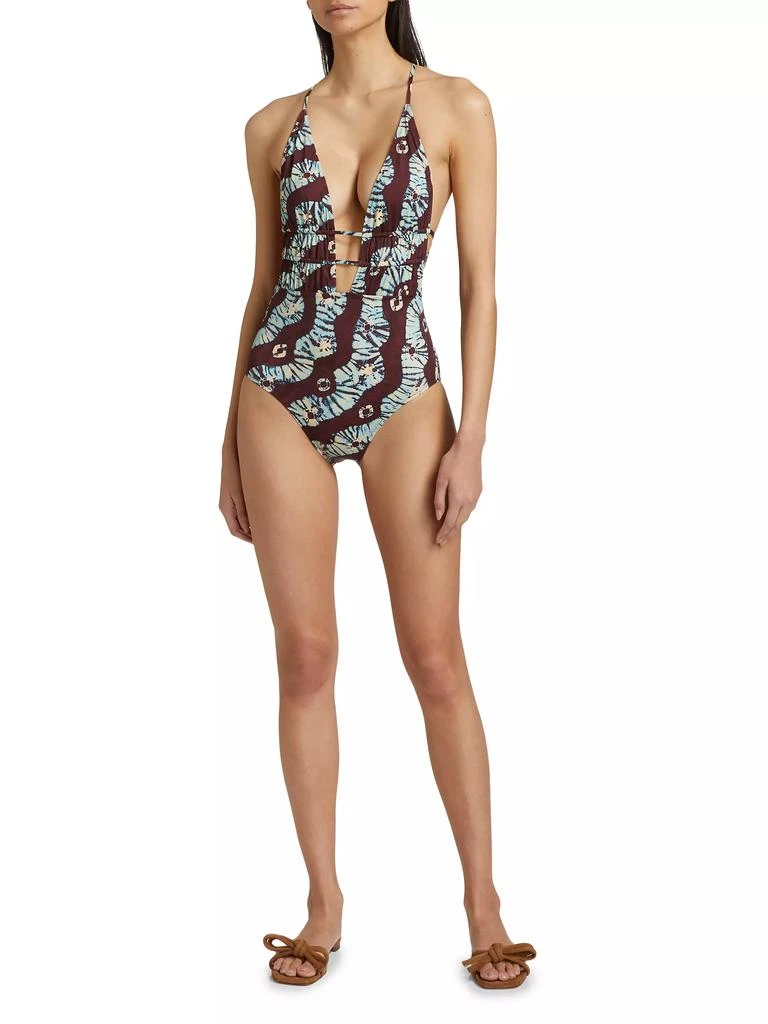 Ulla Johnson Dioni Maillot Geometric Plunge One-Piece Swimsuit 2