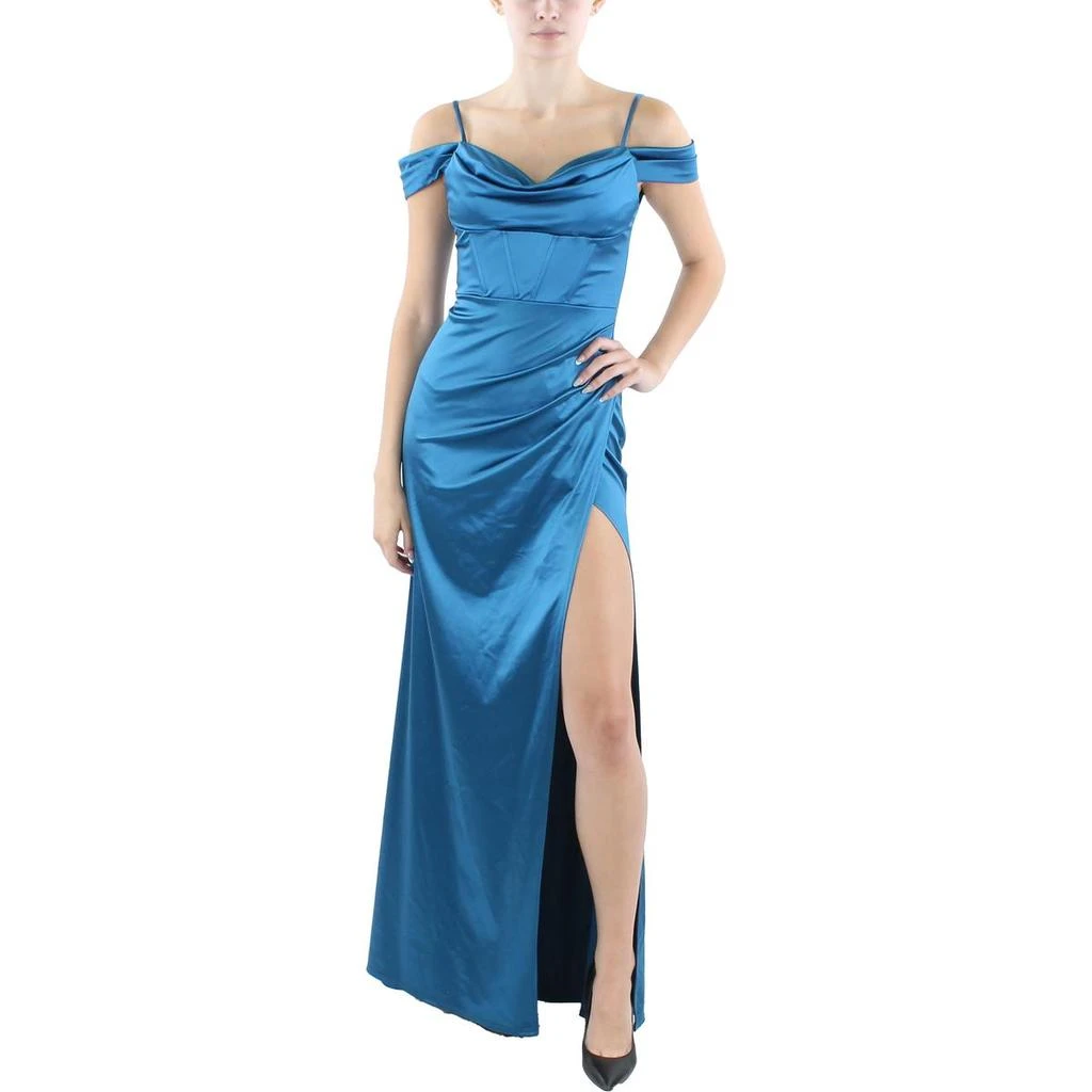 B. Darlin Juniors Womens Satin Long Evening Dress 3