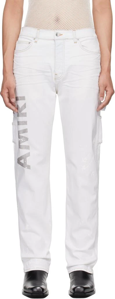 AMIRI Blue Army Logo Painted Slim Workman Jeans 1