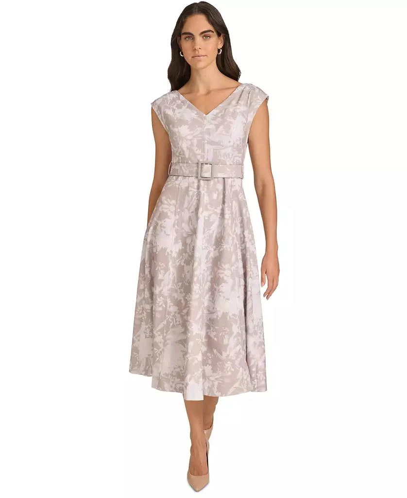 Calvin Klein Women's Belted Cap-Sleeve Midi Dress 1