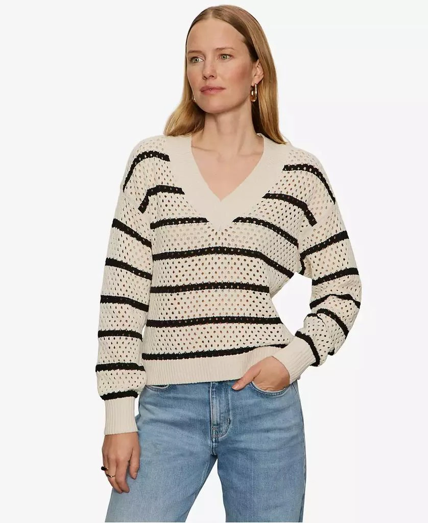 Sanctuary Women's Airy Openwork V-Neck Sweater 1
