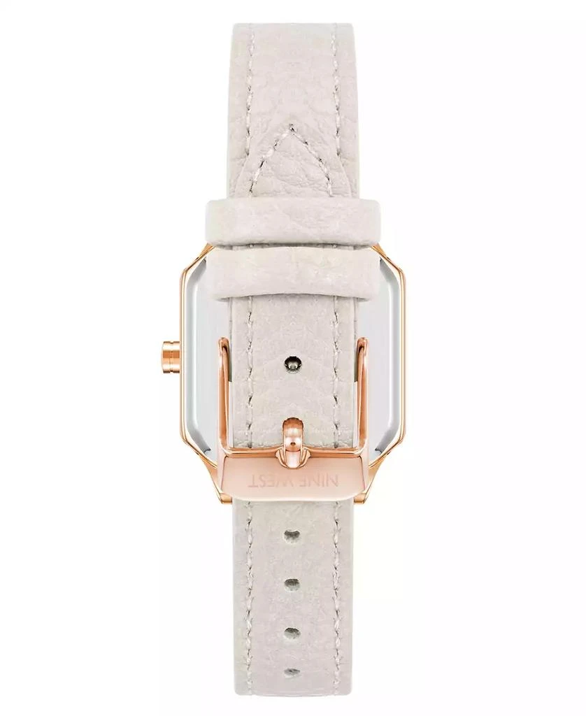Nine West Women's Quartz Square White Faux Leather Band Watch, 27mm 2