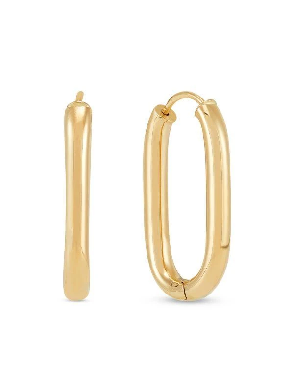 Saks Fifth Avenue 14K Yellow Gold Oval Huggie Earrings 3