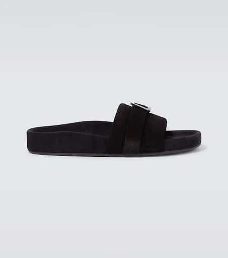 Christian Louboutin Varsimule Bizz logo suede slides 1