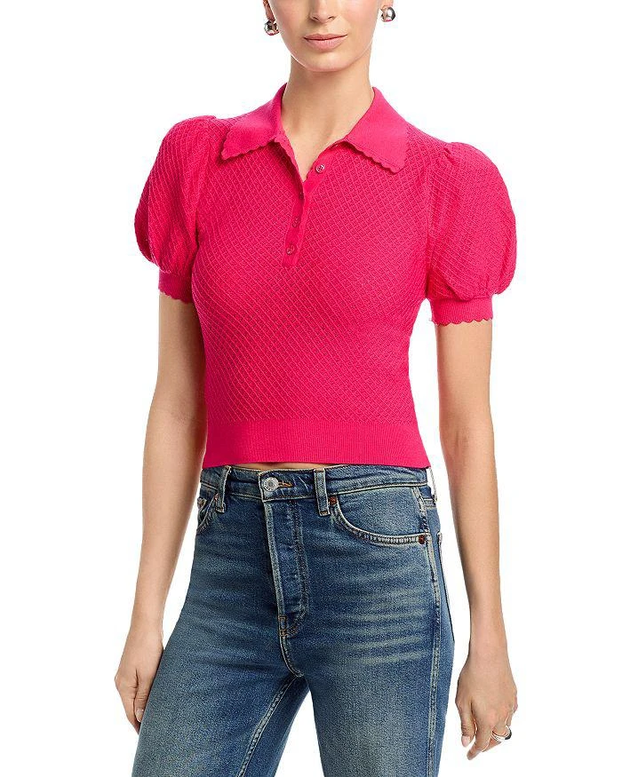 Alice + Olivia Ramona Pointelle Polo Sweater