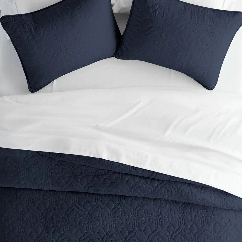 IENJOY HOME Damask Stitch Gray Quilt Coverlet Set Contemporary Ultra Soft Microfiber Bedding 7