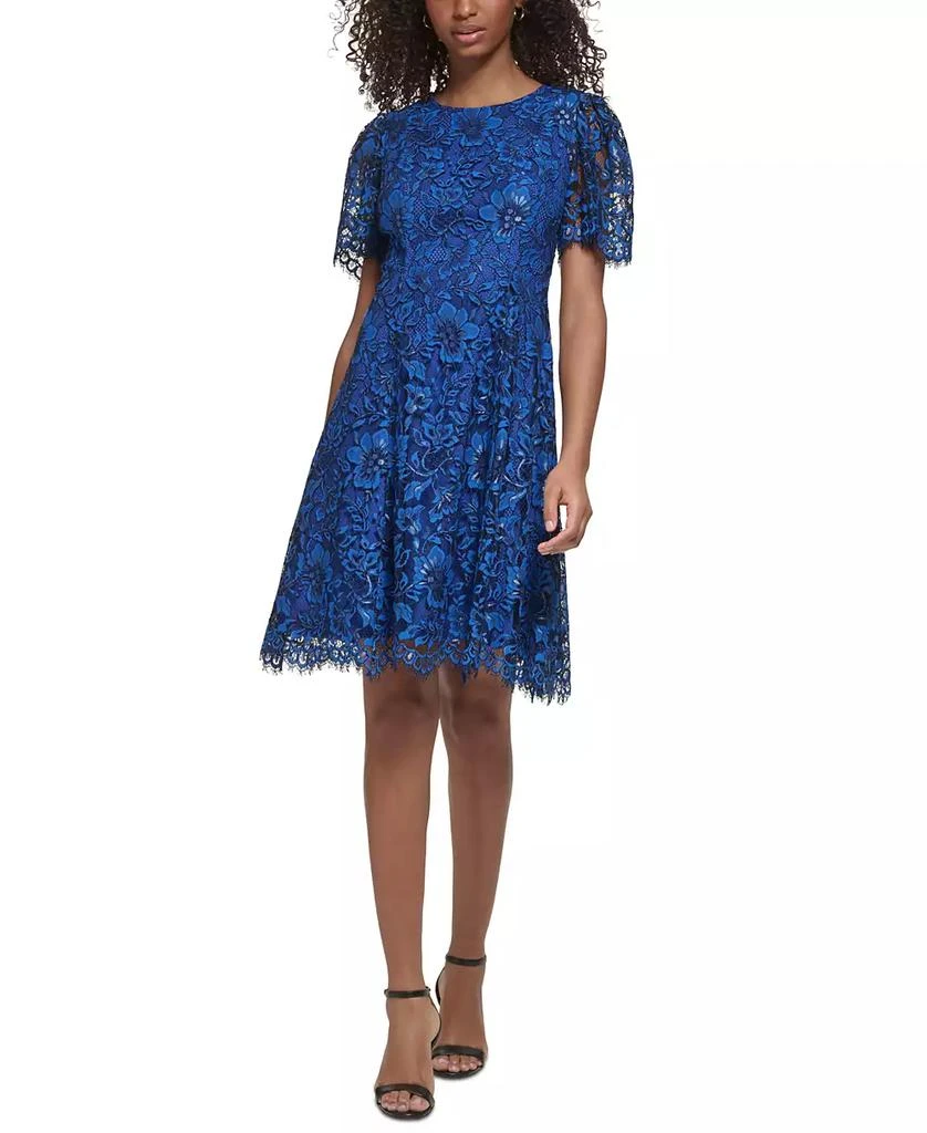 Jessica Howard Women's Flutter-Sleeve Seamed Fit & Flare Dress 1