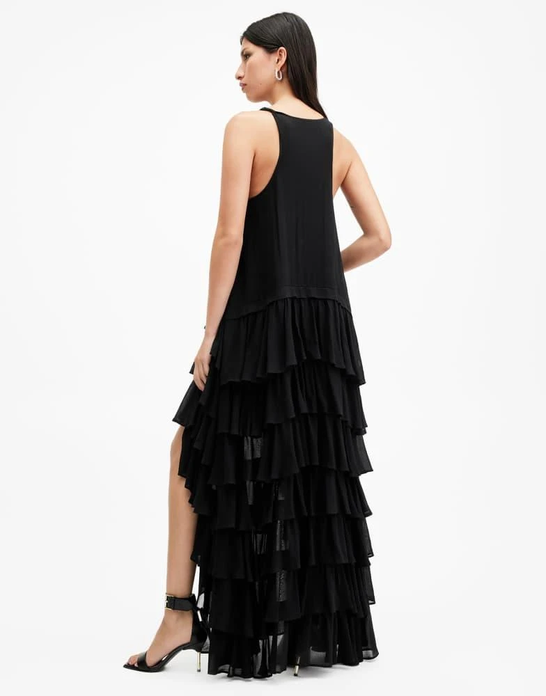 ALL SAINTS AllSaints Cavarly tiered ruffle maxi dress in black 3