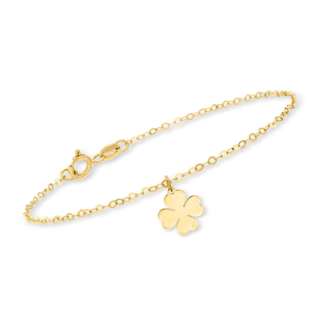Ross-Simons Italian 14kt Yellow Gold 4-Leaf Clover Charm Bracelet 1