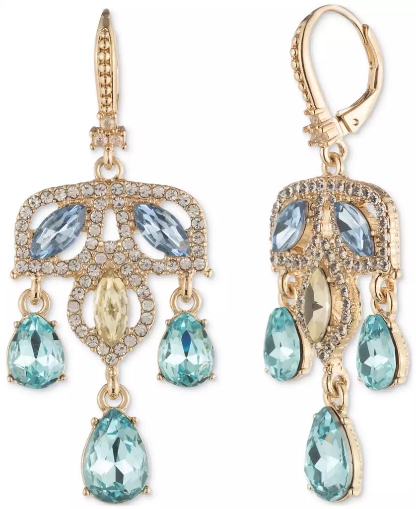 MARCHESA Gold-Tone Blue Stone Multi Chandelier Drop Earrings