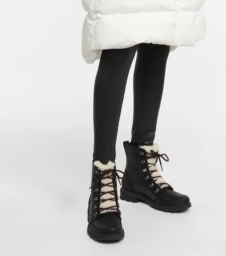 SOREL Lennox leather and shearling combat boots 4