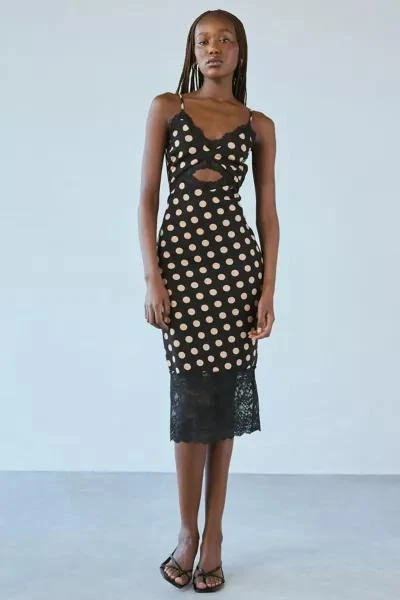 AFRM AFRM Josette Keyhole Cut-Out Lace Trim Midi Dress 1