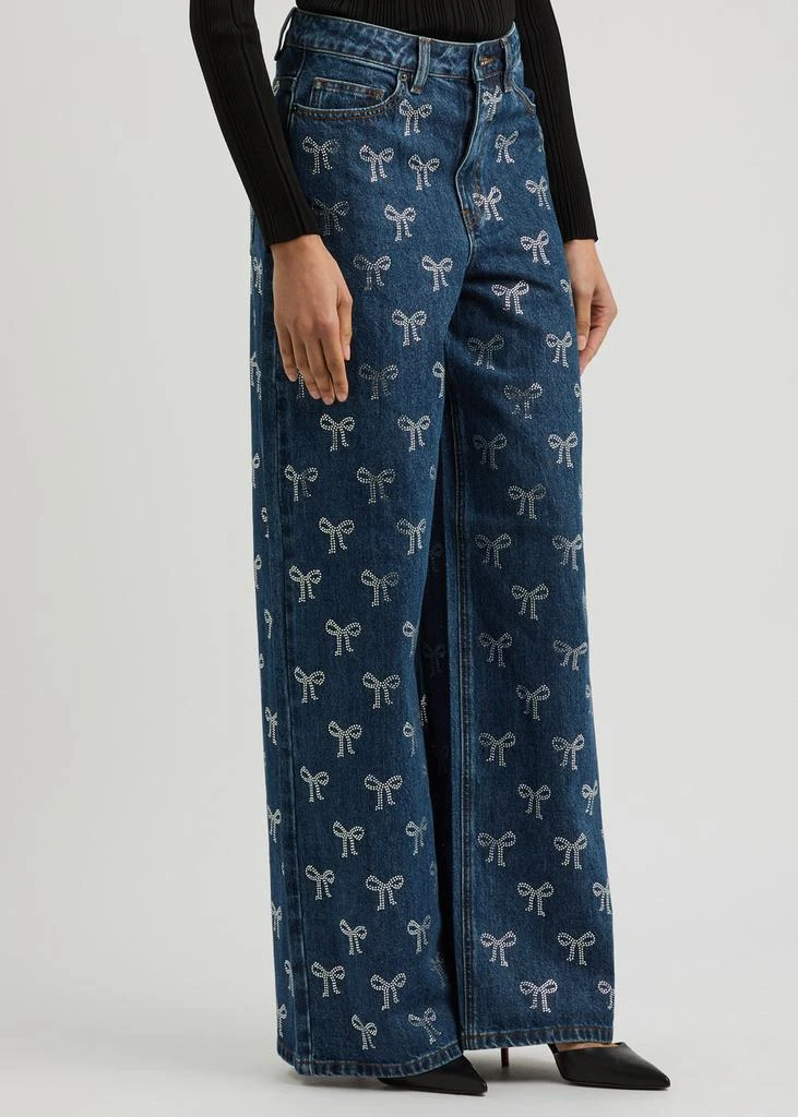 Self Portrait Bow-embellished wide-leg jeans 2
