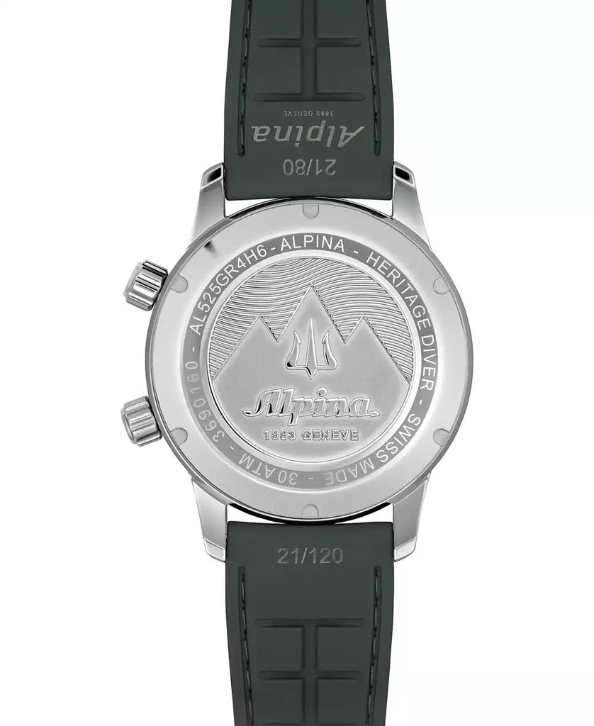 Alpina Men's Swiss Automatic Seastrong Diver Green Rubber Strap Watch 42mm 2