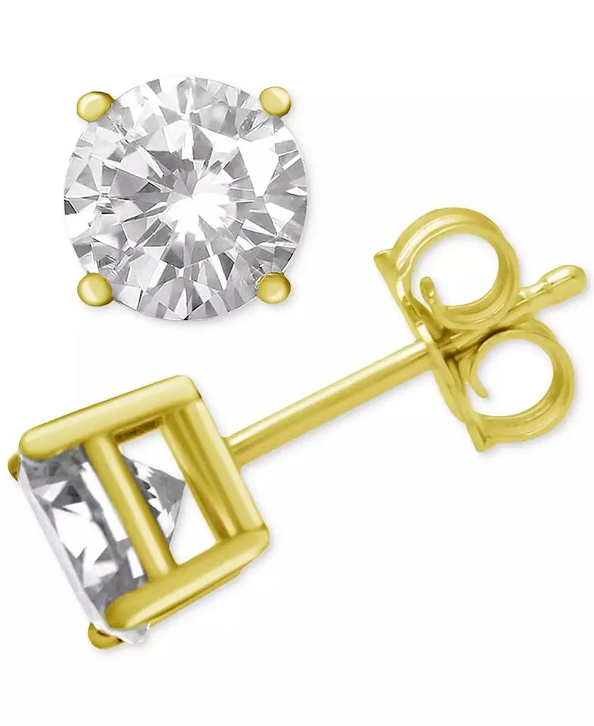 Essentials Cubic Zirconia 1/3" Stud Silver Plate Earrings 3