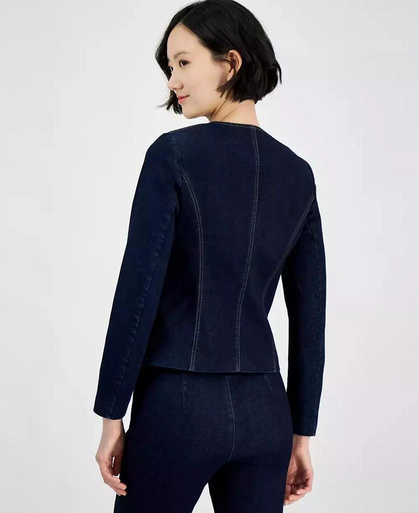 Anne Klein Women's Kiss Front Long-Sleeve Denim Jacket 2