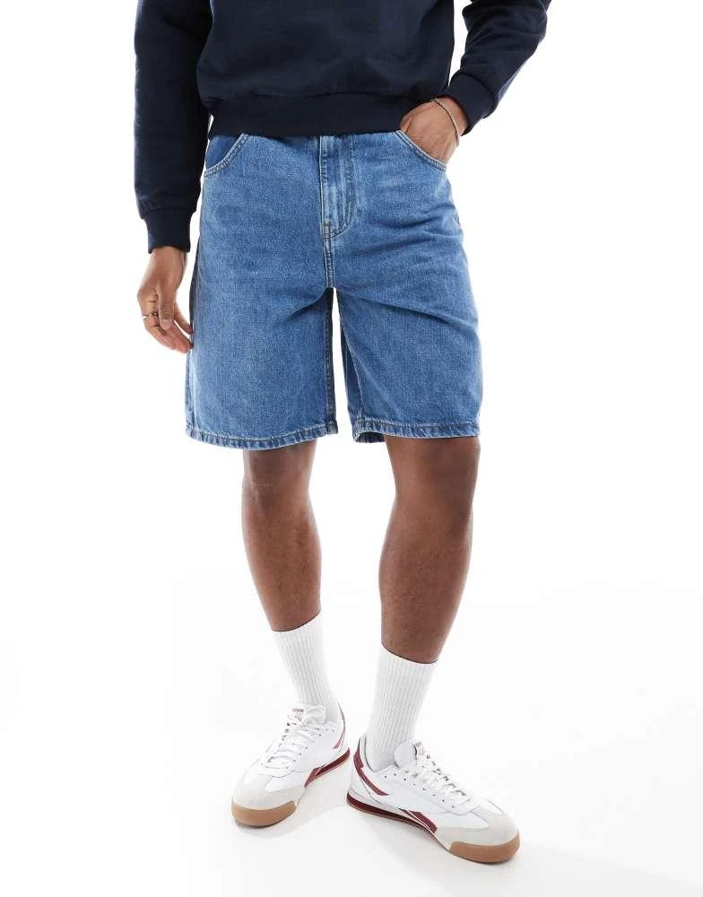 Pull&Bear Pull&Bear baggy fit denim short in mid blue Jeans