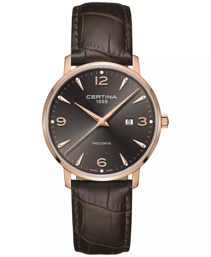 Certina Unisex Swiss DS Caimano Brown Leather Strap Watch 39mm
