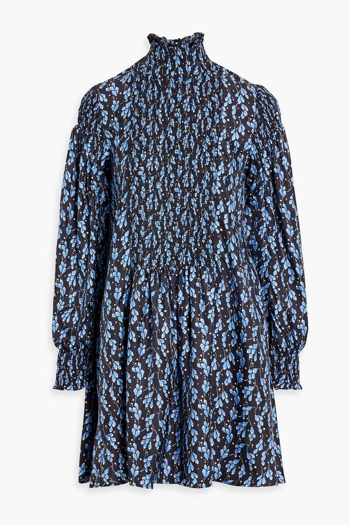 shrimps Jack shirred floral-print silk-twill turtleneck mini dress 1