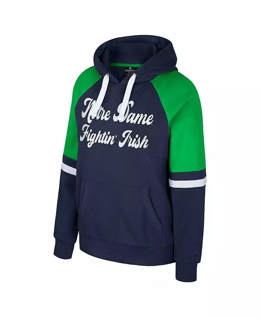 Colosseum Women's Navy Notre Dame Fighting Irish Oversized Colorblock Pullover Hoodie