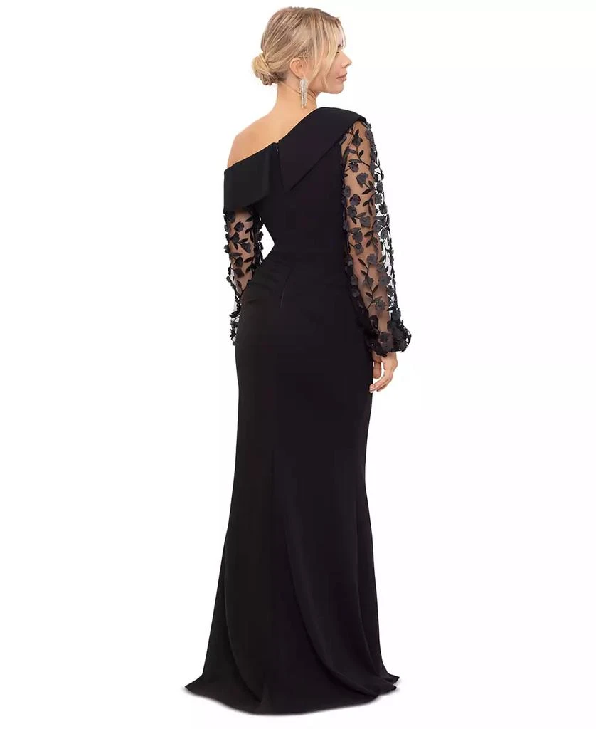 XSCAPE Women's Off-The-Shoulder Floral-Sleeve Scuba Crepe Gown 2