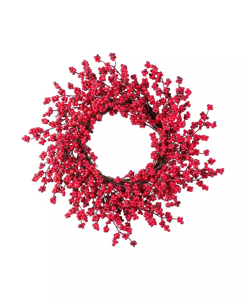 Glitzhome 25" Plastic Christmas Berries Wreath