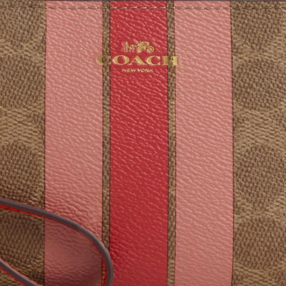 Coach Corner Zip Wristlet In Signature Canvas With Stripe 4
