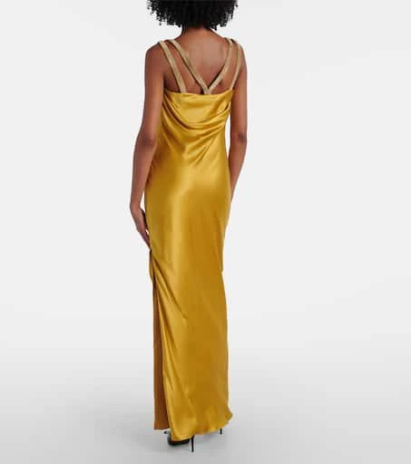 Versace Safety Pin embellished silk satin gown 3
