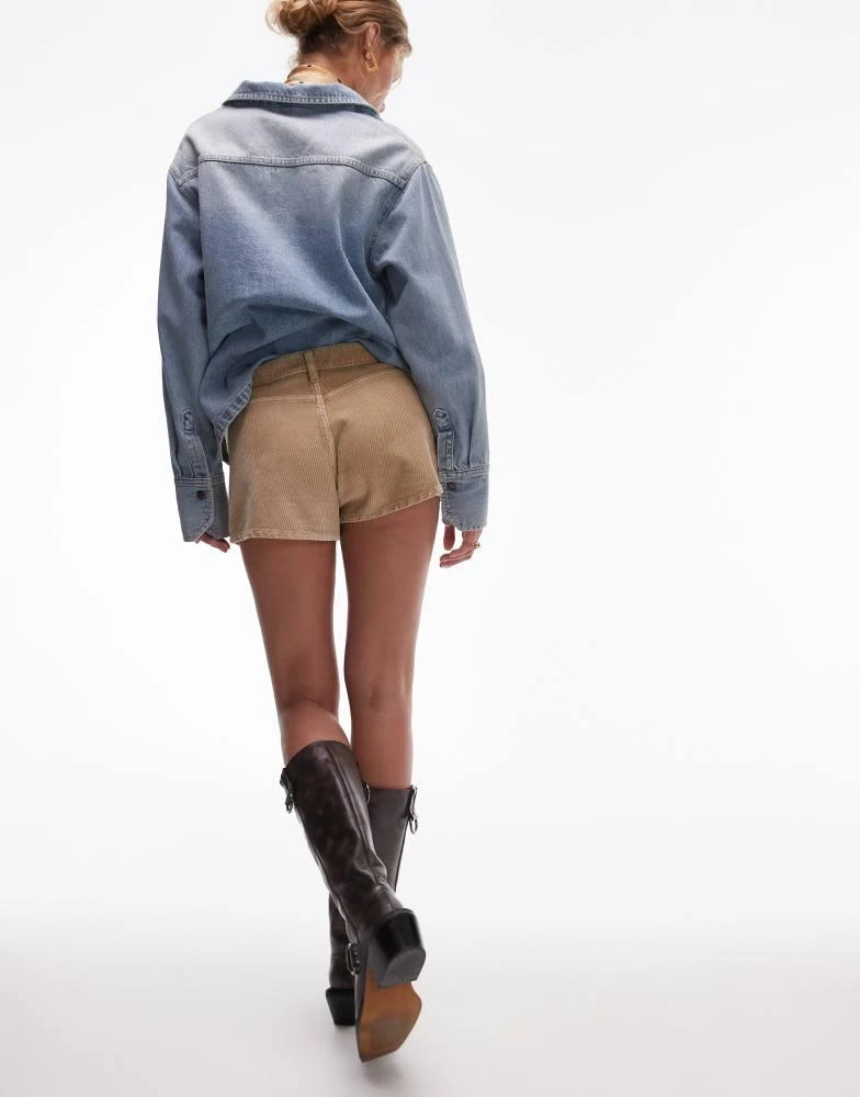 Topshop Topshop denim cord knicker short in buttermilk 4
