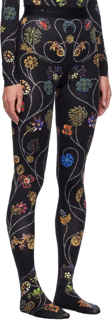 MARINE SERRE Black Floral Jewelry Printed Jersey Leggings 4