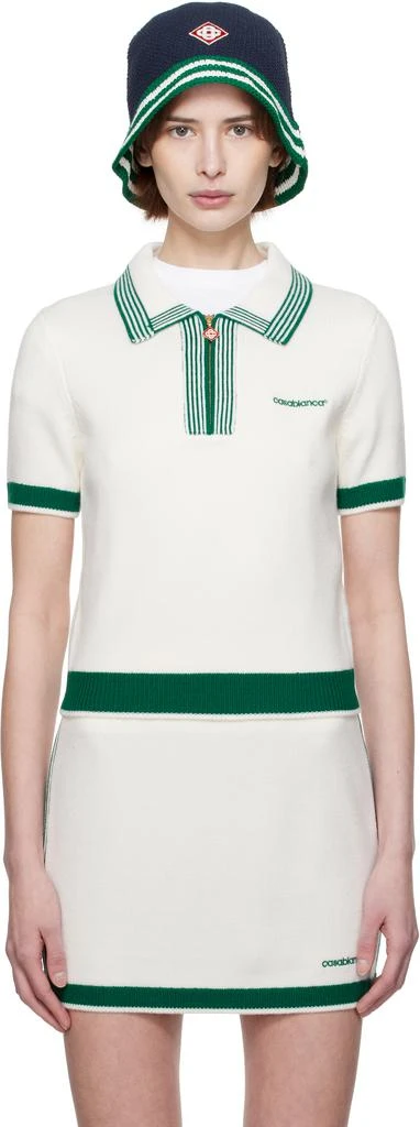 Casablanca Off-White & Green Knit Tennis Polo 1