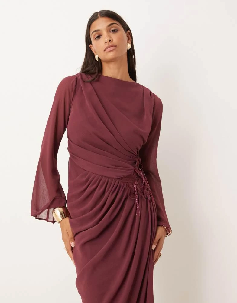 Shop ASOS DESIGN chiffon maxi dress with 3D embroidered flower hip detail  in berry on Sale at BeyondStyle  Get Lowest price in three month ASOS  DESIGN chiffon maxi dress with 3D