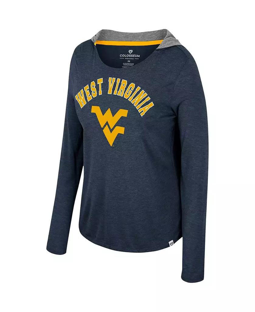 Colosseum Women's Navy West Virginia Mountaineers Distressed Heather Long Sleeve Hoodie T-shirt