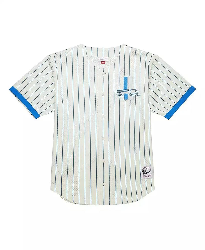 Mitchell & Ness Men's Cream Detroit Lions Final Seconds Vintage Logo Mesh Button-Up Shirt 2