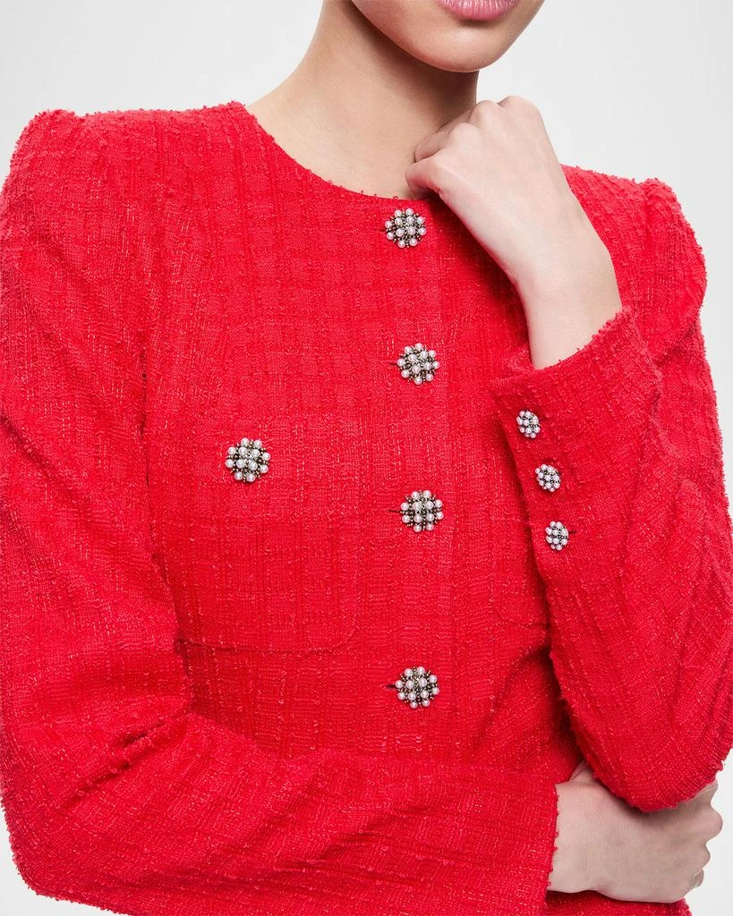 Alice + Olivia Shiloh Long-Sleeve Tweed Mini Dress 5