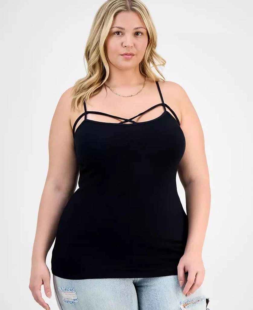 Aveto Trendy Plus Size Strappy Cross-Front Tank Top 1